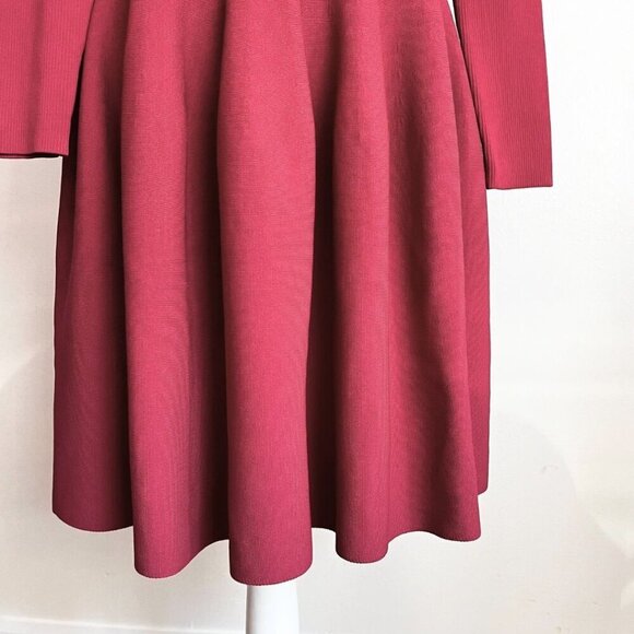 NWT TED BAKER VIENNIA LONG SLEEVE STRETCH KNIT FIT & FLARE DRESS IN DEEP PINK -L - Picture 8 of 16